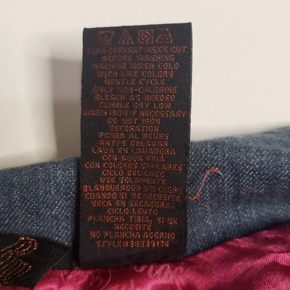 Rocawear Denim Jacket Girl Large 10/12 Medium Wash Magenta Satin Lined Y2K Retro - Picture 11 of 16